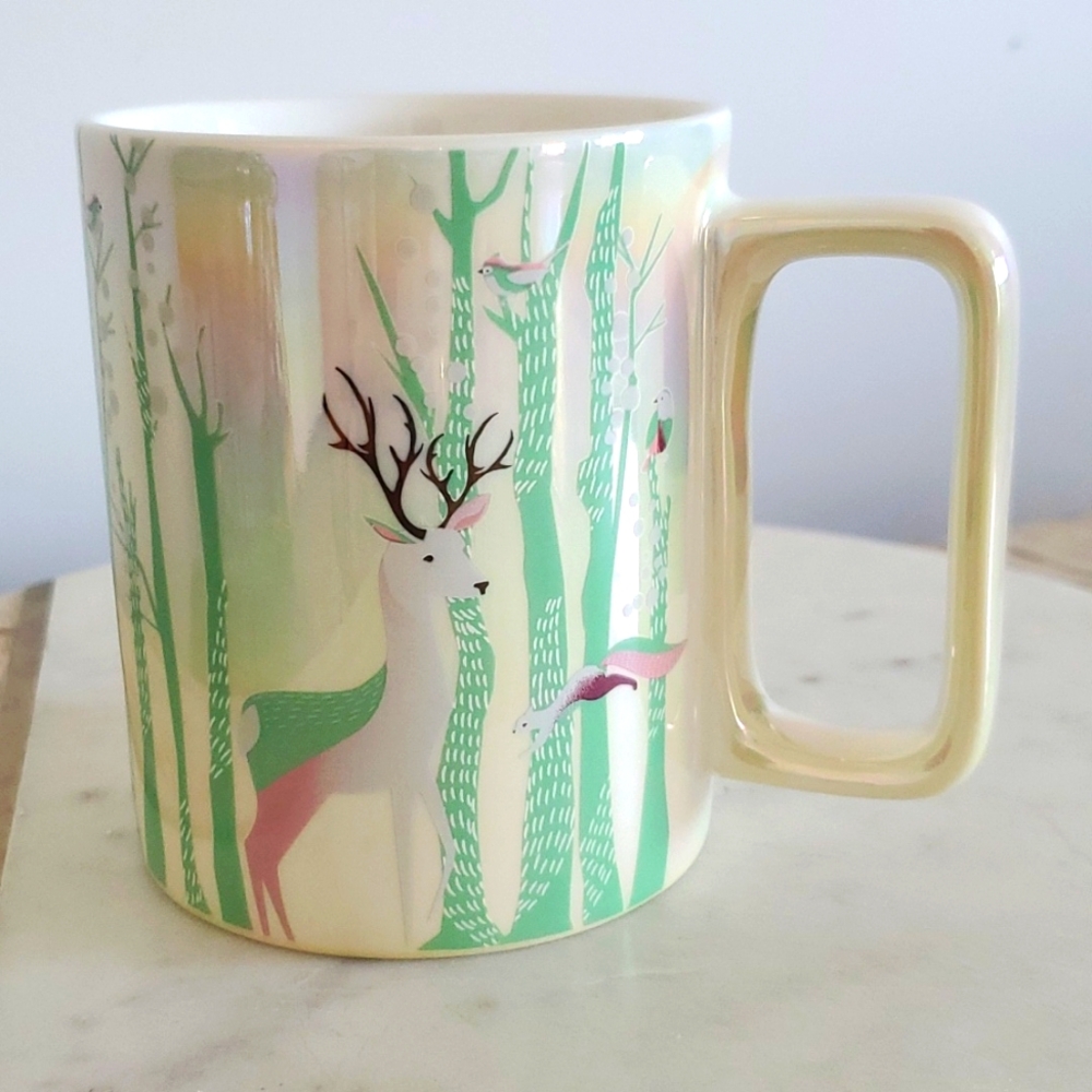 STARBUCKS Iridescent Christmas Deer Woodlands Mug - 14 oz 2020